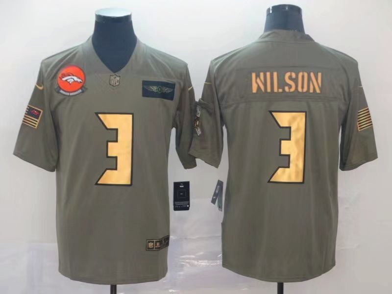 Men's Denver Broncos Russell Wilson #3 Brown Jersey